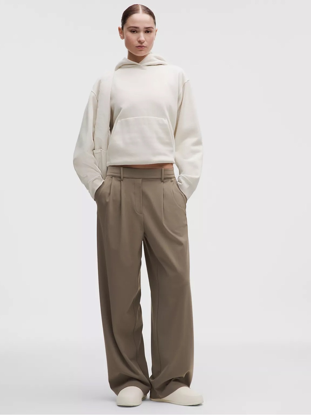 Wide Leg High-Rise Pants in Taupe – Tailored Women's Trouser
